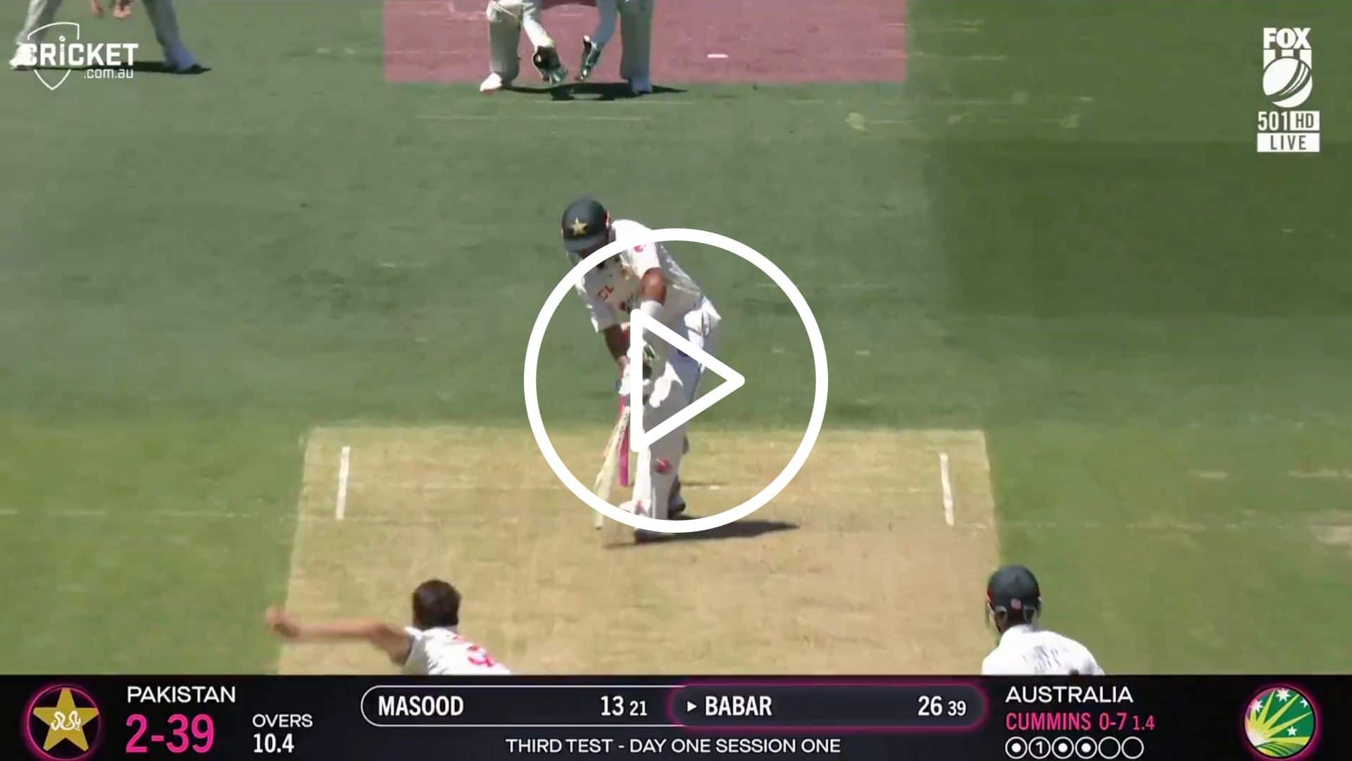 [Watch] Pat Cummins Gets Babar Azam Once Again; With A Booming In-swinger
